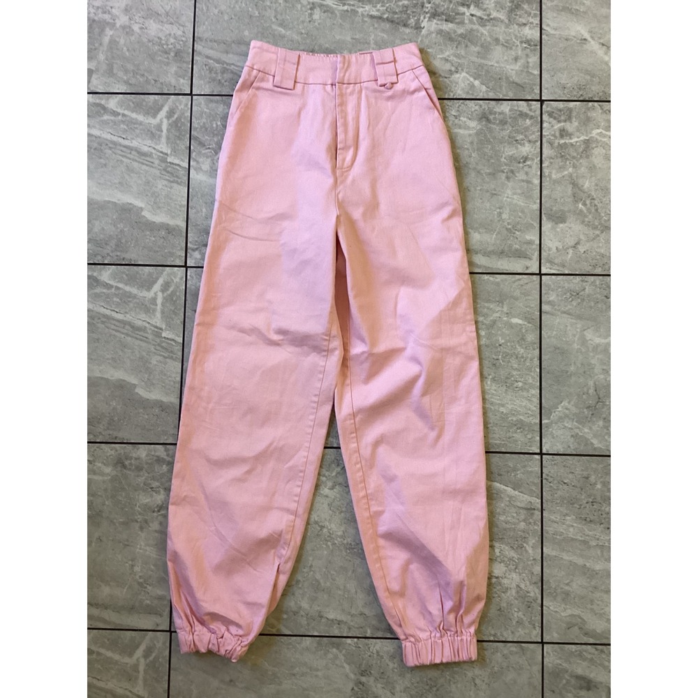 I.AM.GIA Pink High Waisted Jogger Pants Cotton Stretch Elastic Cuff Womens XS